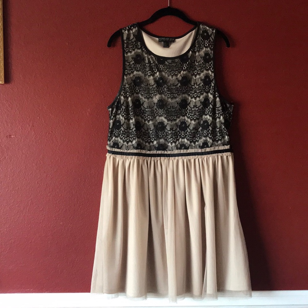 F21+ eyelash lace & tulle mini dress